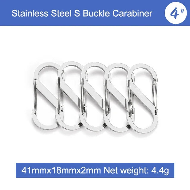 5Pcs S Type Stainless Steel Carabiner