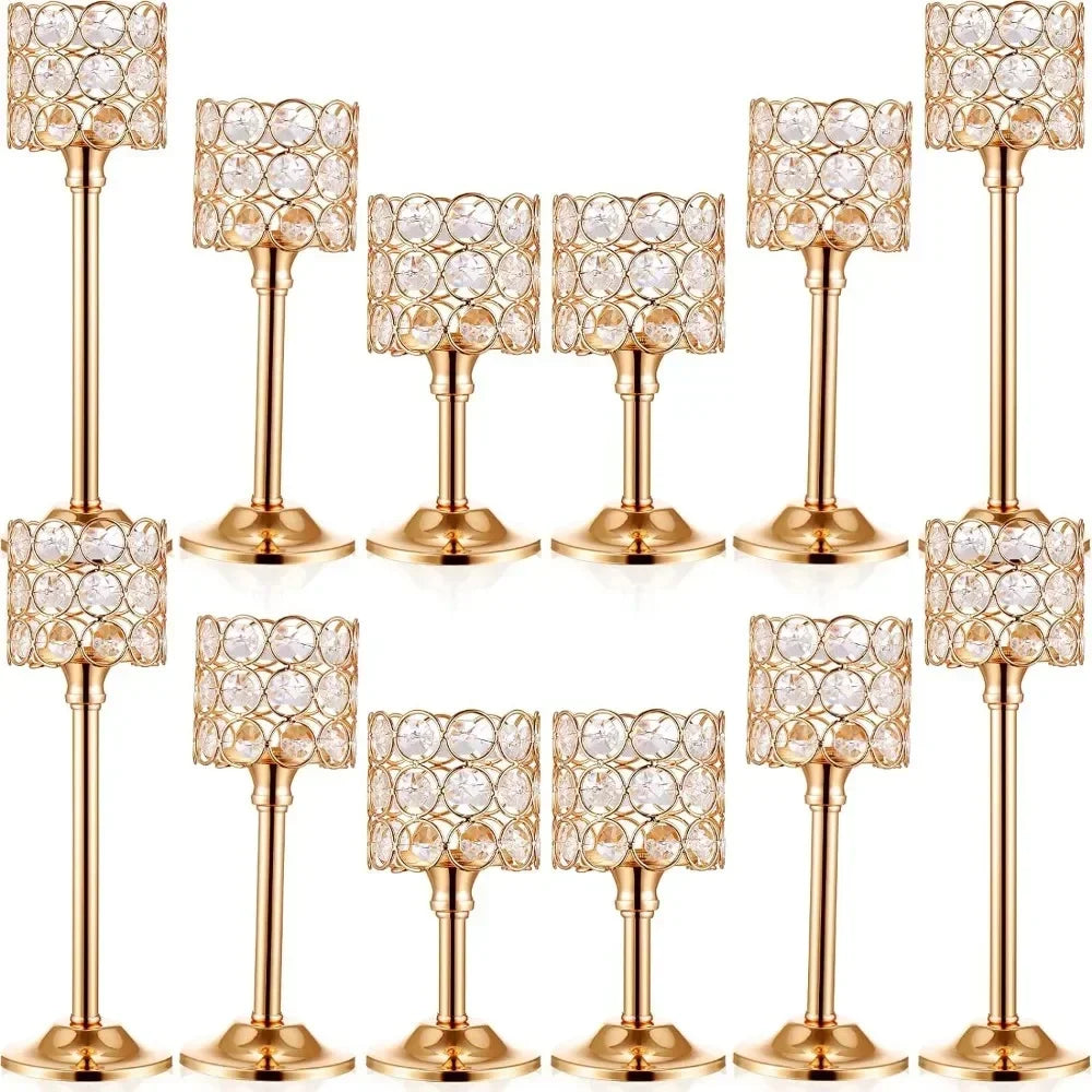 Crystal Candle Holder Set 12 Piece Candlesticks for Centerpiece