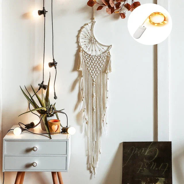 Moon Ramadan Macrame Dream Catcher, Boho Wall Hanging