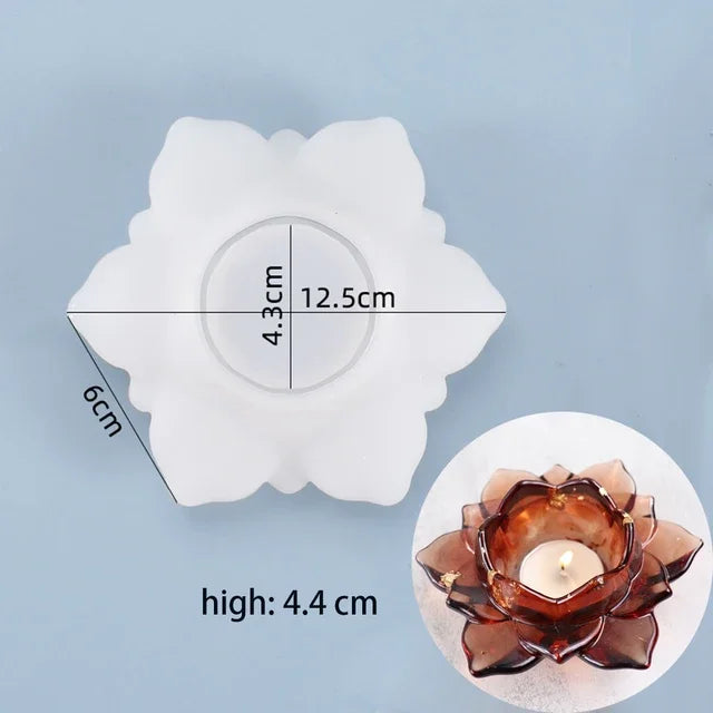 3D Lotus Candle Holder Silicone Mold for DIY Wax, Clay Epoxy Resin Craft