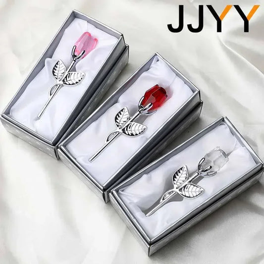 JJYY Glass Crystal Rose Valentine's Day Gift