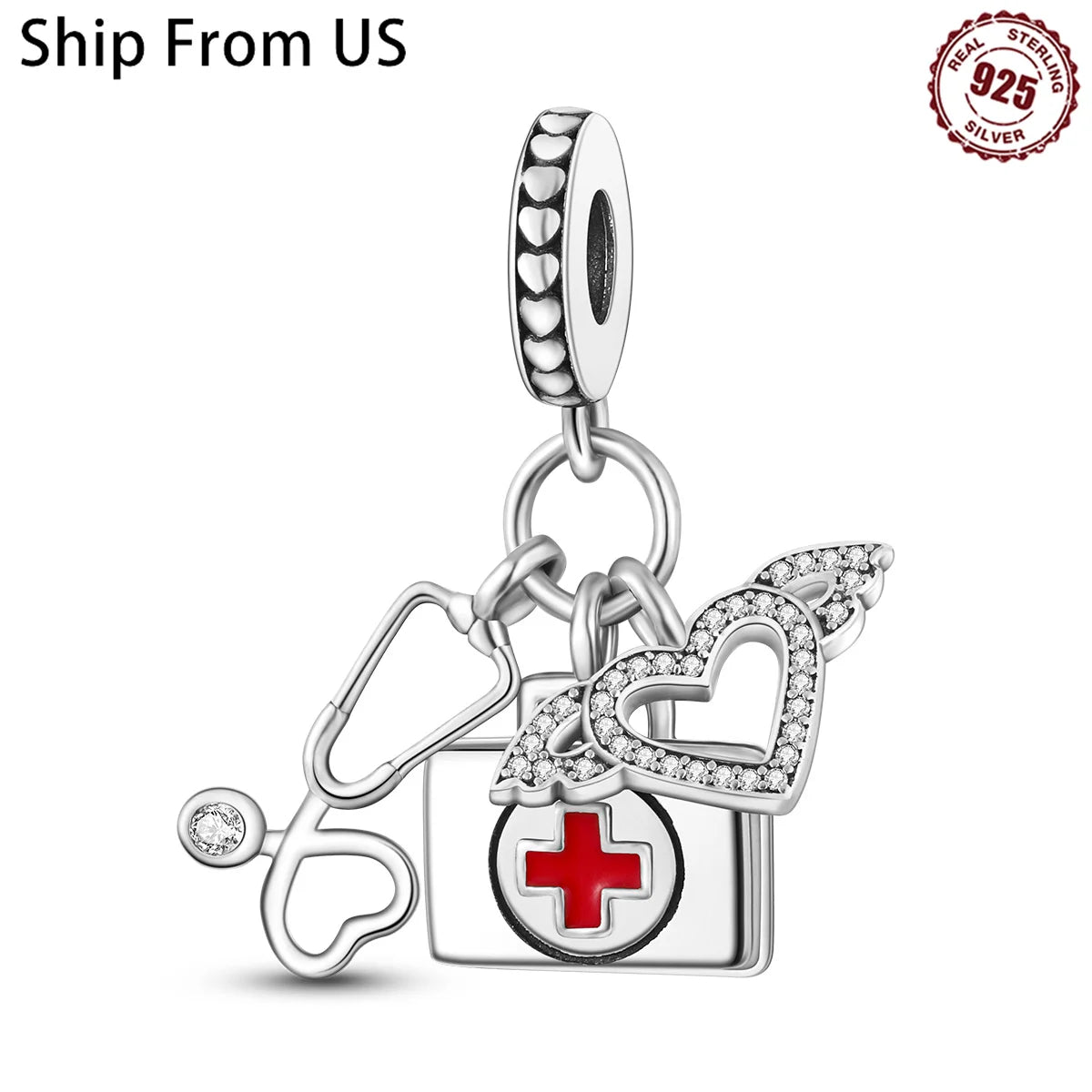 925 Sterling Silver First-aid Kit, Charms