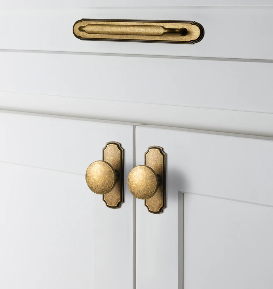 Brass Handle with Backboard Vintage Cover Up