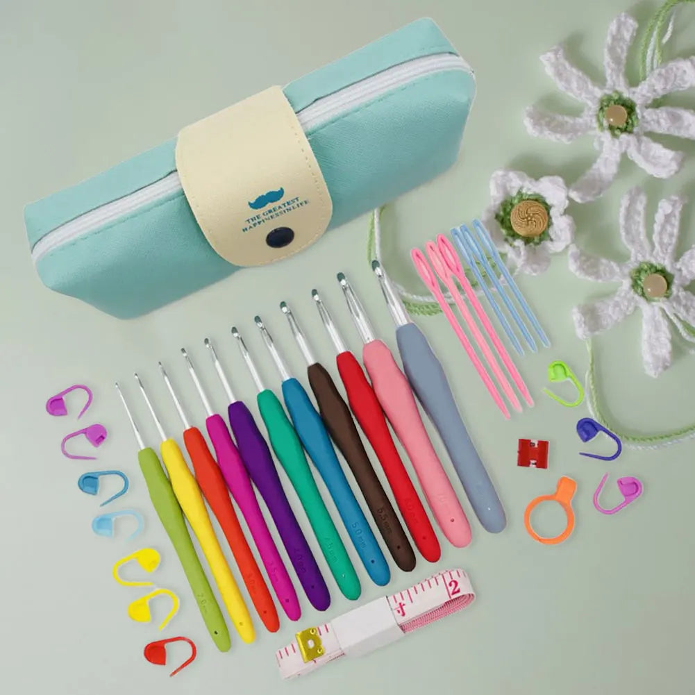 Colorful Aluminum Crochet Hooks Kit with Storage Bag