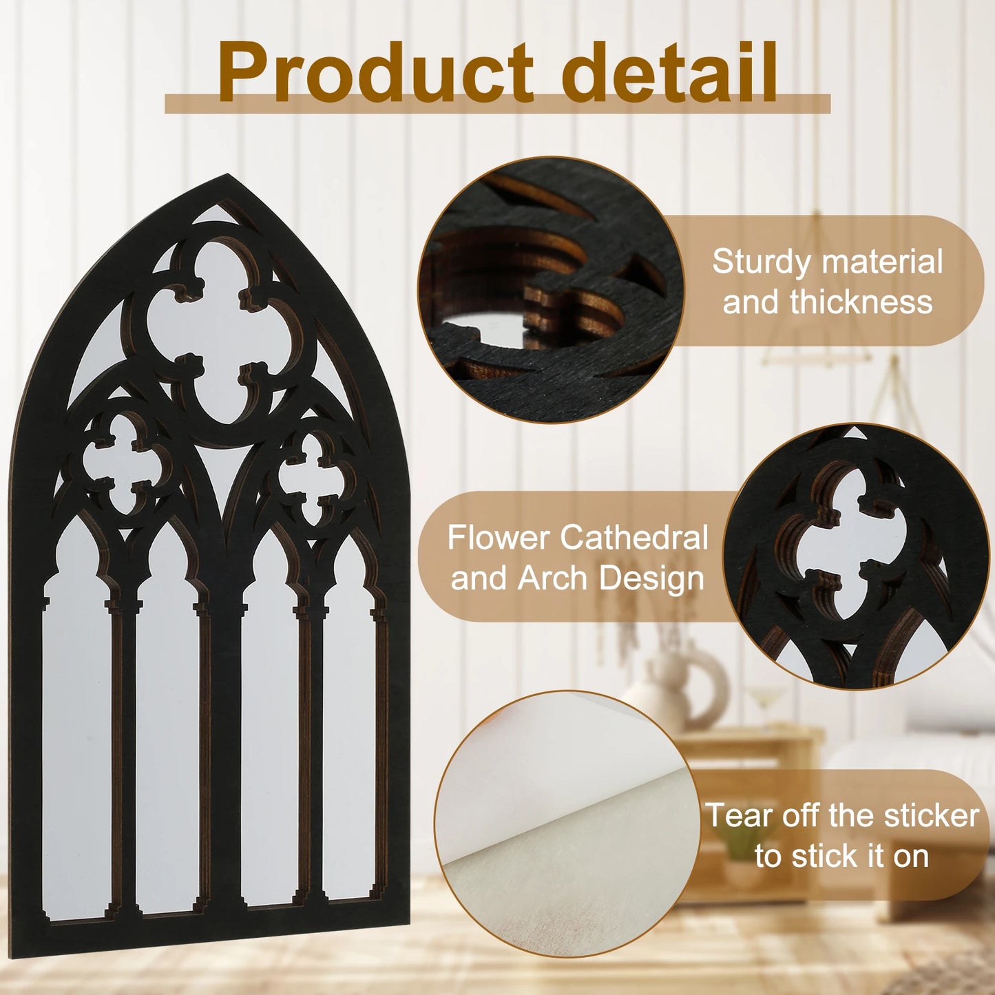 3pcs Gothic Mirrors Arched Wall Decor