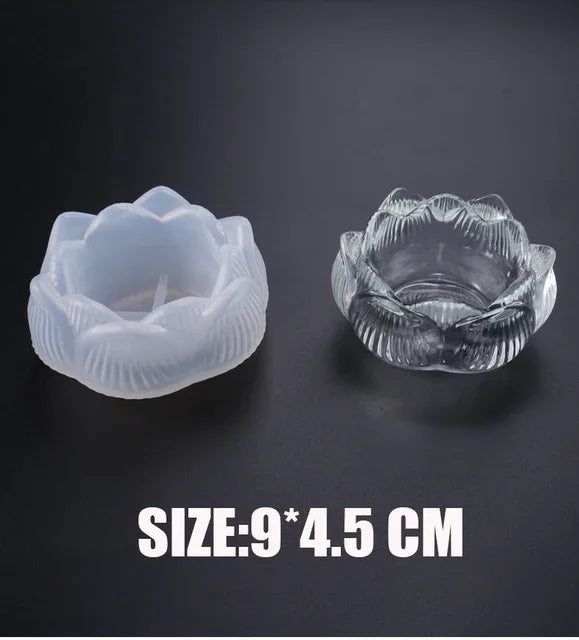 3D Lotus Candle Holder Silicone Mold for DIY Wax, Clay Epoxy Resin Craft