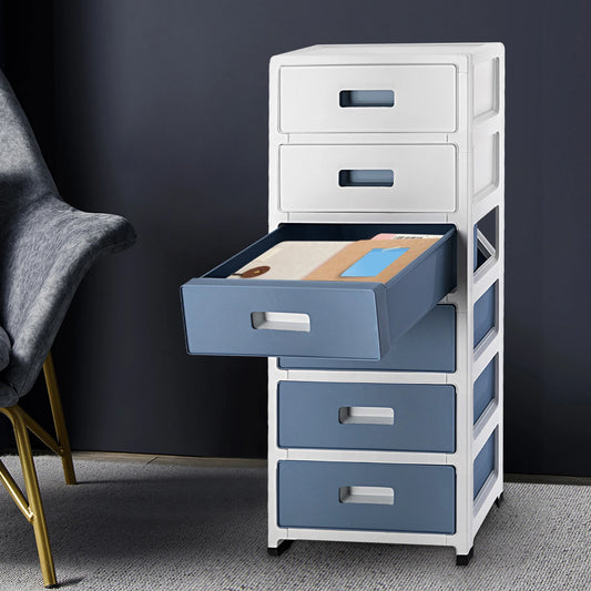 Plastic 6 Drawer Organizer w/Rollers