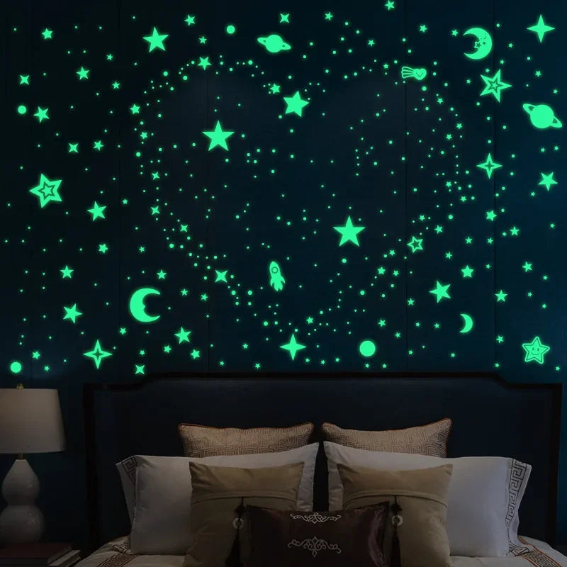 3D Bubble Luminous Stars, Moon Dots, Glow in the dark