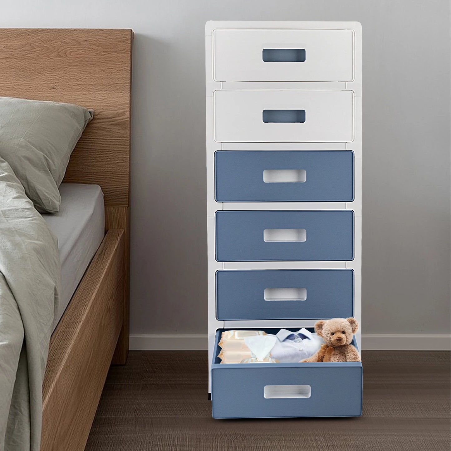 Plastic 6 Drawer Organizer w/Rollers