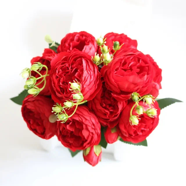 1pcs 30cm Rose Pink Silk Peony Bouquet