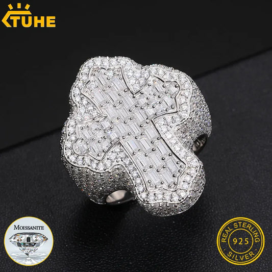 Sterling Unisex Baguette Moissanite Hip Hop Jewelry