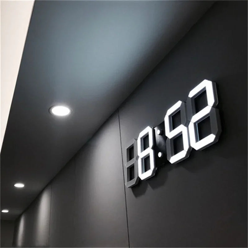 LED Digital Wall Clock/Alarm Clock 3 levels Brightness