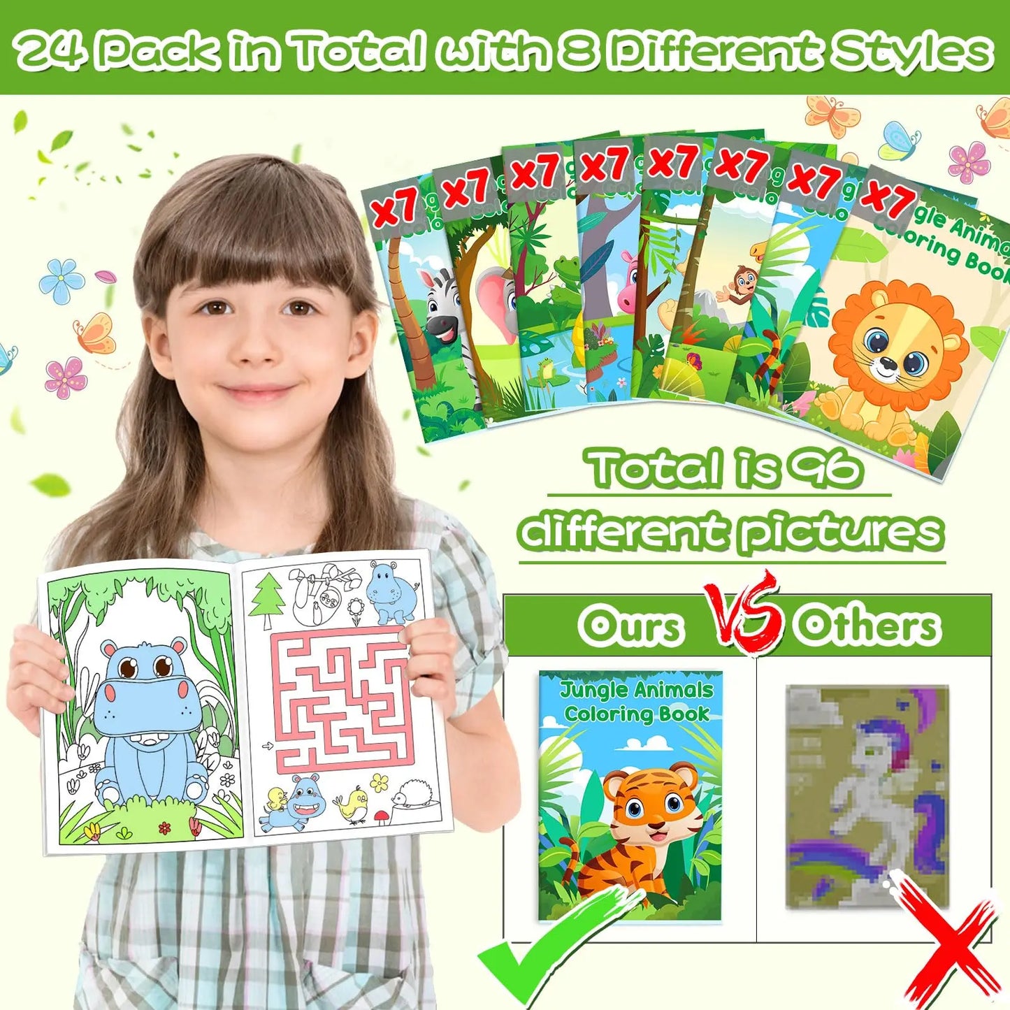 24Pcs Jungle Safari Animals Coloring Books for Kids