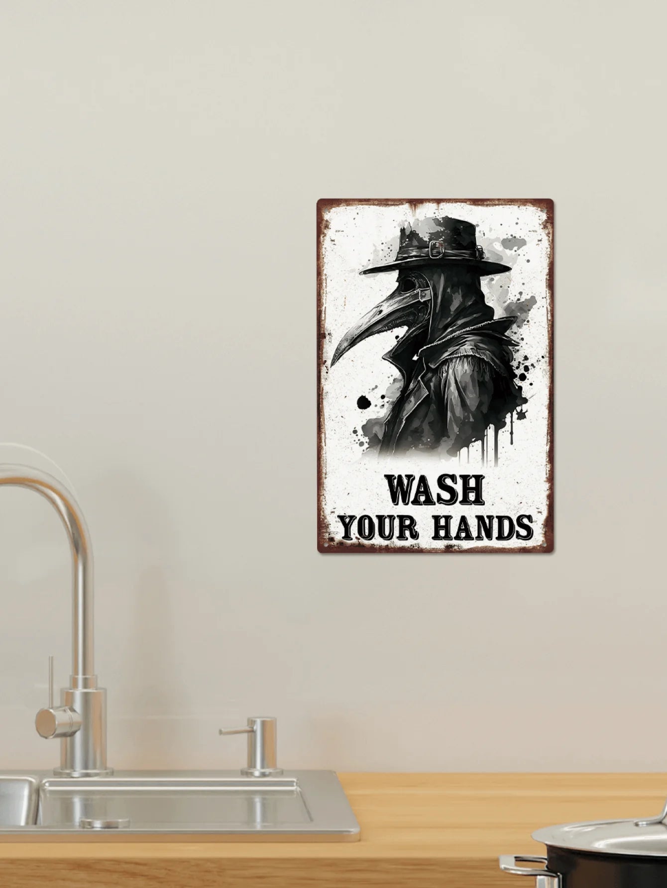 Doctor Schnabel Tin Sign, Retro Wash Your Hands Wall Art