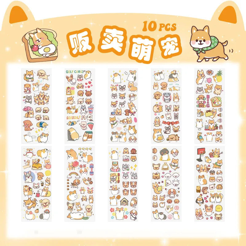 10pcs/Pack Cartoon Patterns Decorative Stickers