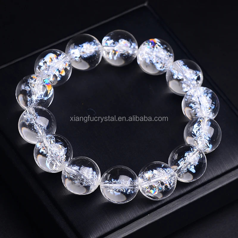 Round Natural Clear Quartz Crystal Bracelet