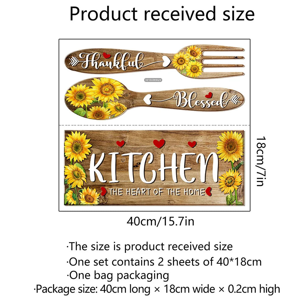 Sunflower Theme Kitchen Self-Adhesive Wall Stickers