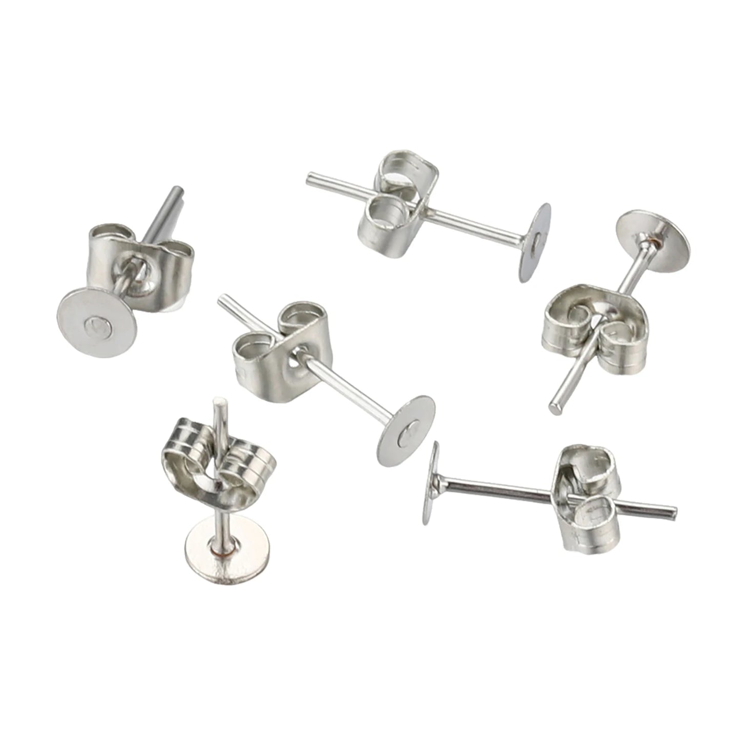 Blank Post Earring Studs with Earring Back/Flat Stones