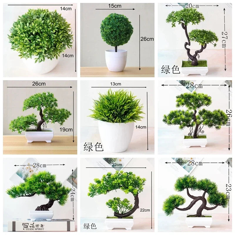 Artificial Pine Tree, Persian Grass, Eucalyptus, Bonsai