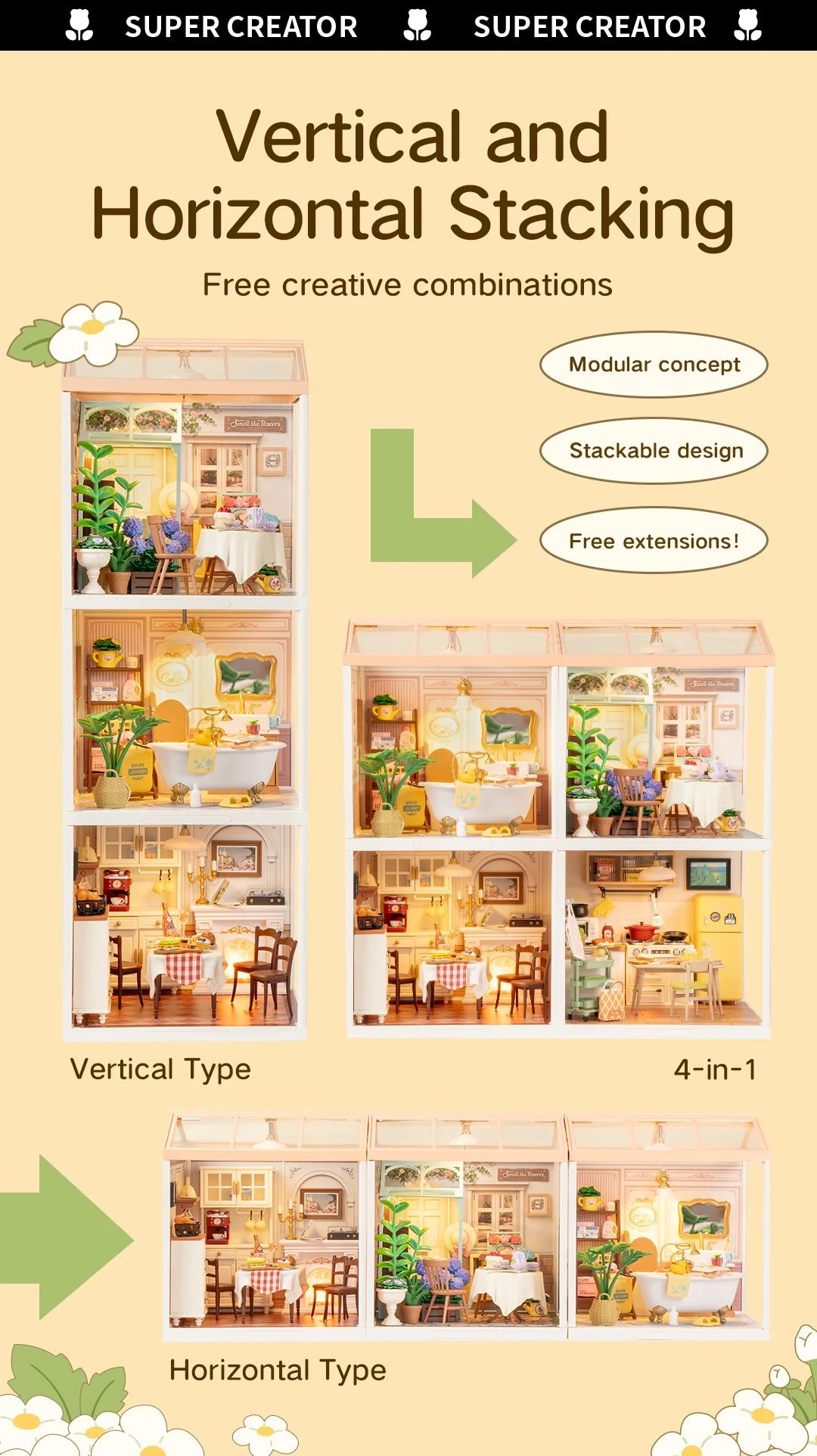 Miniature Dollhouse Kit  with LED