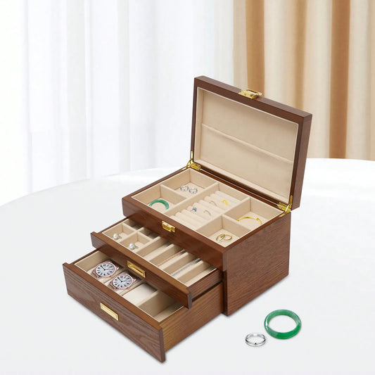 Black Walnut /Brown / White Wood Jewelry Box