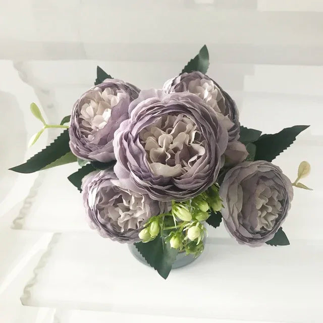 30cm Rose Pink Silk Peony Artificial Flowers Bouquet