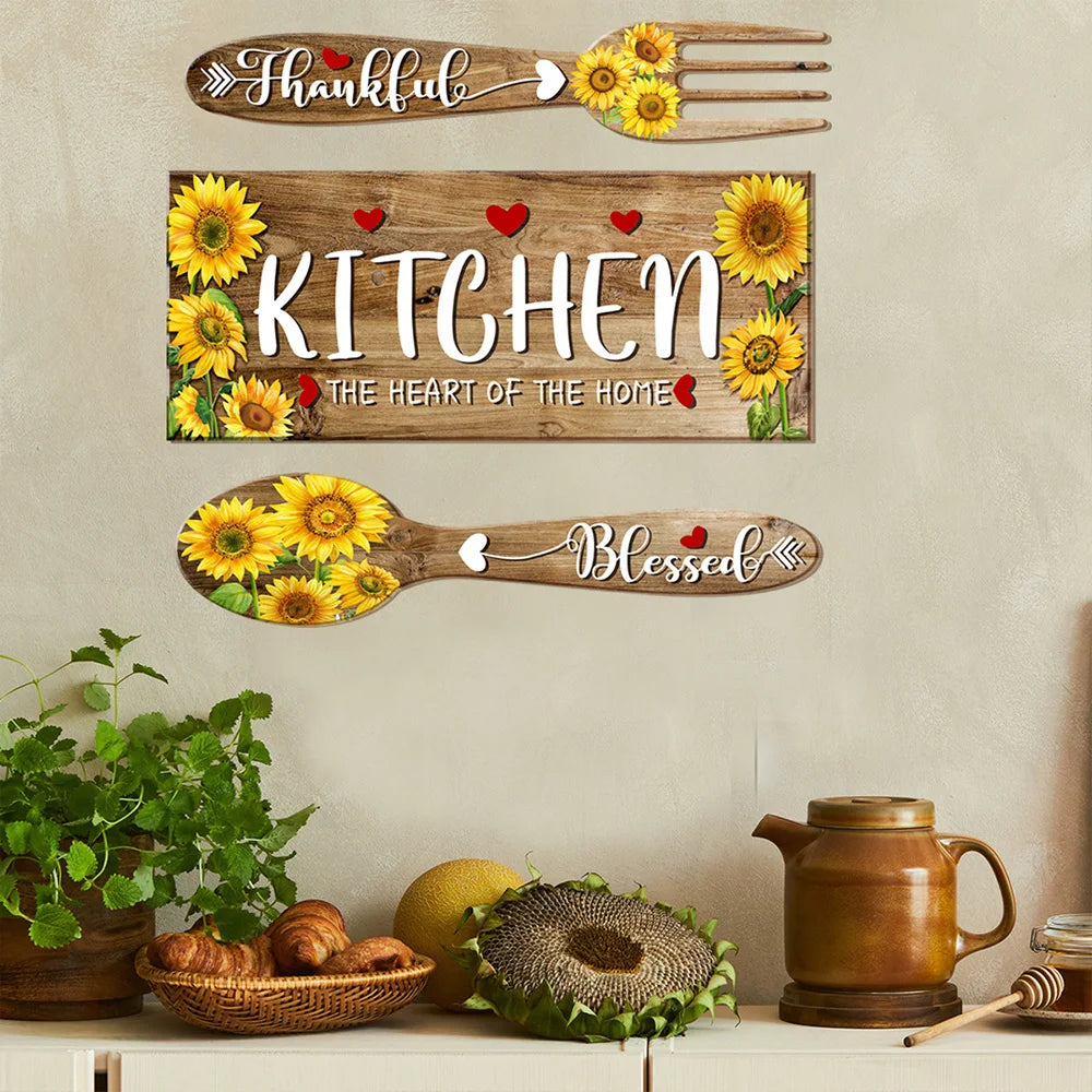 Sunflower Theme Kitchen Self-Adhesive Wall Stickers