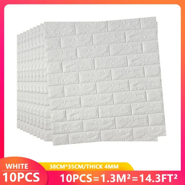 3D Brick Wall Stickers, Self-Adhesive Waterproof Stone